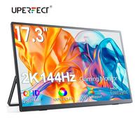 UPERFECT 2K 144Hz Monitor portátil 17,3 "2560x1440 QHD pantalla de viaje para juegos para ordenador portátil HDR pantalla IPS con soporte ajustable VESA LS