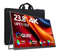 UPERFECT Monitor Portátil 4K 23,8" QLED | 400 Nits 24" Grande Monitor | 3840 * 2160 UHD 100% DCI-P3 | 1MS FreeSync | VESA y Soporte | Segunda Pantalla para Ordenador, PC y Consolas de Videojuegos