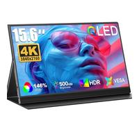 UPERFECT Monitor Portatil QLED 4K 15,6 Pulgadas 146% sRGB 1500:1 500Nits Pantalla Portatil con Estuche de Cuero Plegable, Portable Monitor UHD IPS con Mini HDMI/Type-C/USB OTG, Soporte VESA
