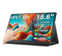 UPERFECT Monitor Portátil Táctil 15.6" 125% sRGB Portable Monitor de Viaje Mate 2000:1 Contraste FHD EyeCare Bolsa Multifuncional de Cuero, Pantalla Portátil para Laptop/PC/Teléfono/Game Console