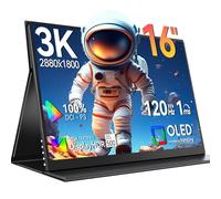 UPERFECT OLED Monitor Portátil 3K 120Hz 16 Pulgadas Portable Monitor con 100000:1 500 Nits DCI-P3 1ms Pantalla Mini HDMI para PC Laptop Smartphone Consolas de Juegos, Compatible con VESA