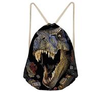 Upetstory Bolsa de gimnasio con cordón para adolescentes y niños, mochila de cincha para regalos escolares, dinosaurio2, talla única, mochilas de viaje, Dinosaurio 2, Talla única, Mochilas de viaje