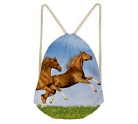 Upetstory Bolsa de gimnasio con cordón para adolescentes y niños, mochila de cincha para regalos escolares, caballo salto, talla única, mochilas de viaje, Jump Horse, Talla única, Mochilas de viaje