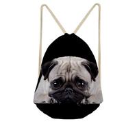 Upetstory Bolsa de gimnasio con cordón para adolescentes y niños, mochila de cincha para regalos escolares, perro carlino 1, talla única, mochilas de viaje, Pug Dog1, Talla única, Mochilas de viaje