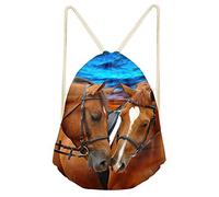 Upetstory Bolsa de gimnasio con cordón para adolescentes y niños, mochila de cincha para regalos escolares, pareja de caballos, talla única, clásica, Caballo Pareja, Talla única, Clásico
