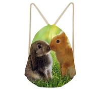 Upetstory Bolsa de gimnasio con cordón para adolescentes y niños, mochila de cincha para regalos escolares, conejo, talla única, mochilas de viaje, Conejo, Talla única, Mochilas de viaje
