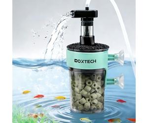 UPETTOOLS Filtro de acuario, pequeño filtro sumergible para peceras con piedra de burbujas de aire integrada y bolas biológicas, adecuado para peceras de hasta 5-10 galones (bomba de aire no incluida)
