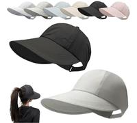 UPF Sun Protection Baseball Hat for Men and Women,Adjustable Wide Brim Hollow Top Quick-Dry Sport Cap,Lightweight Outdoor Hat (Black+Gray)