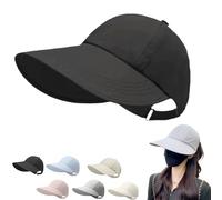 UPF Sun Protection Baseball Hat for Men and Women,Quick-Dry Wide Brim Outdoor Sports Hats,Adjustable Running Sunshade Caps (Black)