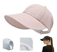 UPF Sun Protection Baseball Hat Men Women,Wide Brim Outdoor UV Adjustable Half Hollow Top Cap,Lightweight Sunscreen Sun Caps (Pink)