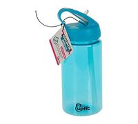 upfit - Botella de agua deportiva - Equipada con pipeta retráctil - Transparente - Color: Azul - No isotérmico - Fácil de usar y práctico - Apertura con una sola mano - 500 ml