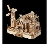 UpGLeuch Rompecabezas de madera 3D para adultos con luz, maqueta de casa de animales, bricolaje arquitectura 3D maqueta, juego de construcción de madera vintage 3D, decoración del hogar, juguetes de