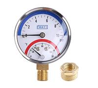 Upgrade- 10 manómetro de presión de temperatura de entrada inferior de 120 ℃ G1/G1/2 para termómetro de calefacción de suelo usado, monitor de presión mecánico, con monitor de temperatura, montaje