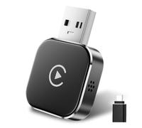 Upgrade 2-in-1 Mini Wireless CarPlay Adapter & Android Auto Wireless Adapter,Super Rápido y Estable, Plug & Play con USB-A/Type-C, compatible con iPhone iOS 10+/Android 11+