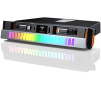 Upgrade 65W USB Charger Hub for Tesla Model 3 Highland 2024-2025 & New Model Y Juniper 2026 Accessories,122W USB-C Fast Charging with Retractable Cables, Built in RGB Ambient Light fit Center Console