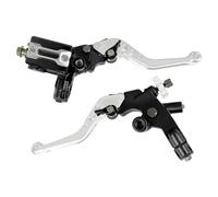 Upgrade 7/8 pulgadas 22 mm Universal Bomba Cilindro Maestro de Freno Palanca de embrague Izquierda Derecha Juego Compatible con Polaris Yama-ha Suzuki Honda Kawa-saki Motocicleta (plata)