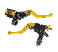 Upgrade 7/8 pulgadas 22 mm Universal Bomba Cilindro Maestro de Freno Palanca de embrague Izquierda Derecha Juego Compatible con Polaris Yama-ha Suzuki Honda Kawa-saki Motocicleta (dorado)