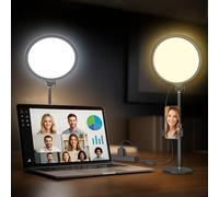 Upgrade - Anillo de luz con trípode para teléfono móvil, portátil, videoconferencia, 10,3 Pulgadas, 3 Colores de luz+5 Brillo, Giratorio 360°, para Streaming de iluminación Youtube Tiktok, Serie R8