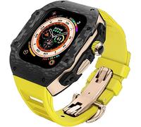Upgrade Carbon Fiber Bumper Case With Rubber Strap,For Ultra 49mm,modified Fluororubber Band With Metal Buckle,For IWatch 8 7 6 5 4 SE 45mm 44mm Accessories