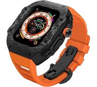 Upgrade Carbon Fiber Bumper Case With Rubber Strap,For Ultra 49mm,modified Fluororubber Band With Metal Buckle,For IWatch 8 7 6 5 4 SE 45mm 44mm Accessories