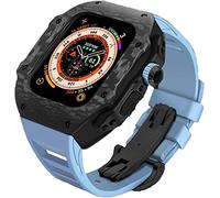 Upgrade Carbon Fiber Bumper Case With Rubber Strap,For Ultra 49mm,modified Fluororubber Band With Metal Buckle,For IWatch 8 7 6 5 4 SE 45mm 44mm Accessories