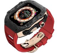 Upgrade Carbon Fiber Bumper Case With Rubber Strap,For Ultra 49mm,modified Fluororubber Band With Metal Buckle,For IWatch 8 7 6 5 4 SE 45mm 44mm Accessories