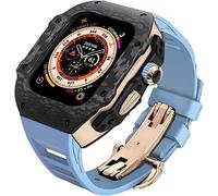 Upgrade Carbon Fiber Bumper Case With Rubber Strap,For Ultra 49mm,modified Fluororubber Band With Metal Buckle,For IWatch 8 7 6 5 4 SE 45mm 44mm Accessories