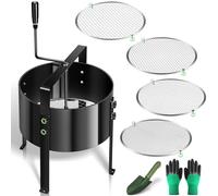Upgrade - Colador de manivela de metal de 30 cm de diámetro con 4 coladores (3/6/9/12 mm), colador eficiente para tierra/compost/piedras/arena/malas hierbas, colador intercambiable para jardinería