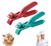 Upgrade Hot Plate Gripper Lifters Tongs, Multi-function Anti-Scald Bowl Clip, Kitchen Silicone Anti Slip Clip Tool for Pot, Pan, Bowl, Plate, Baking Tray (Red+Green)