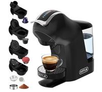 Upgrade Máquina de Cápsulas Café Espresso 5 en 1 19 Bar para Nespresso/Dolce Gusto/LAVAZZA MIO/LOR y Café Molido/ESE, Cafeteras Automáticas Pequeñas con Cápsulas, EM-308B (Negro)