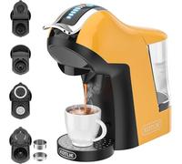 Upgrade Máquina de Cápsulas Café Espresso 5 en 1 19 Bar para Nespresso/Dolce Gusto/LAVAZZA MIO/LOR y Café Molido/ESE, Cafeteras Automáticas Pequeñas con Cápsulas, EM-308B (Amarillo)