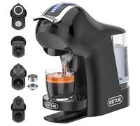 Upgrade Máquina de Cápsulas Café Espresso 5 en 1 19 Bar para Nespresso/Dolce Gusto/LAVAZZA MIO/LOR y Café Molido/ESE, Cafeteras Automáticas Pequeñas con Cápsulas, EM-308B (Negro)