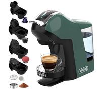 Upgrade Máquina de Cápsulas Café Espresso 5 en 1 19 Bar para Nespresso/Dolce Gusto/LAVAZZA MIO/LOR y Café Molido/ESE, Cafeteras Automáticas Pequeñas con Cápsulas, EM-308B (Verde)