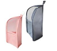 Upgrade Standing Toiletry Bag,Portable Lightweight Travel Toiletry Bag Capacity Mesh Travel Storage Bag,Foldable Hanging For Toothbrush Toothpaste Make Up Bag Cosmetic ((Pink+Black))