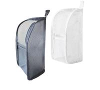 Upgrade Standing Toiletry Bag,Portable Lightweight Travel Toiletry Bag Capacity Mesh Travel Storage Bag,Foldable Hanging For Toothbrush Toothpaste Make Up Bag Cosmetic ((White+Black))