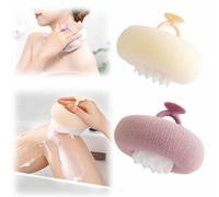 Upgrade Super Soft Suction Cup Bath Ball,2025 New 2-in-1 Bath Ball,Exfoliating Bath Sponge Cleaning Brush,Suction Cup Bath Ball with Finger Rings,Shower Sponges for Women Men (B+P)