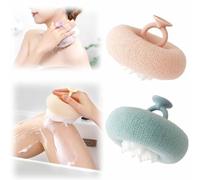 Upgrade Super Soft Suction Cup Bath Ball,2025 New 2-in-1 Bath Ball,Exfoliating Bath Sponge Cleaning Brush,Suction Cup Bath Ball with Finger Rings,Shower Sponges for Women Men (P+B)