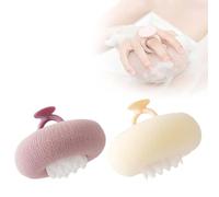 Upgrade Super Soft Sunflower Suction Cup Bath Ball, 2025 New 2-in-1 Sunflower Bathing Ball with Finger Rings, Exfoliating Bath Sponge Cleaning Brush for Women Men (Begie+purple)