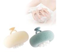 Upgrade Super Soft Sunflower Suction Cup Bath Ball, 2025 New 2-in-1 Sunflower Bathing Ball with Finger Rings, Exfoliating Bath Sponge Cleaning Brush for Women Men (Begie+green)