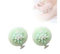 Upgrade Super Soft Sunflower Suction Cup Bath Ball, 2025 New 2-in-1 Sunflower Bathing Ball with Finger Rings, Exfoliating Bath Sponge Cleaning Brush for Women Men (Green*2)