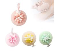 Upgrade Super Soft Sunflower Suction Cup Bath Ball, 2025 New 2-in-1 Sunflower Bathing Ball with Finger Rings, Exfoliating Bath Sponge Cleaning Brush for Women Men (4pcs)