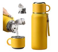 Upgrade Water Bottles - Botella de agua aislada de acero inoxidable 316 con una taza, botella de agua aislada al vacío, para bebidas calientes/bebidas frías, aislamiento de 12 horas, viajes (amarillo