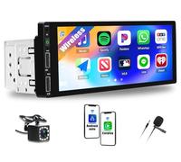 [Upgrade Wireless] CAMECHO 1 DIN Autoradio with CarPlay, Bluetooth 5.1, Android Auto, 6.86 Zoll IPS Display, 3 USB Ports, Aux-in,TF, Car MP5 Player Unterstützt FM Mirror Connection+Mikrofon