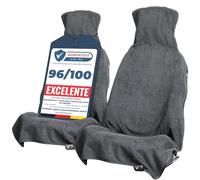 Upgrade4cars 2 x Funda de Asiento Delantero para Coche Anti-Sudor Gris | Cubre-Asiento Universal en Algodón Anticalor | Protector Asientos Delanteros Transpirable per Verano