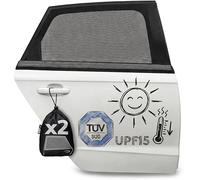 Upgrade4cars 2 x Parasol Coche Bebe con Protección UV Certificado TÜV UPF 15 | Protector Solar para Ventana Lateral Trasero | Oscurecedor Interior Ventanas Laterales Niños