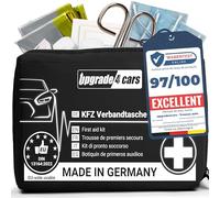 Upgrade4cars Botiquin de Primeros Auxilios para Coche, Casa, Viaje, Senderismo, etc. Bolsa Médica Completo 2026 Negro Caja Emergencia Portátil para toda Europa
