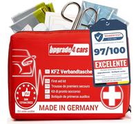 Upgrade4cars Botiquin de Primeros Auxilios para Coche, Casa, Viaje, Senderismo, etc. Bolsa Médica Completo 2026 Rojo Caja Emergencia Portátil para toda Europa