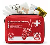 Upgrade4cars Botiquín Primeros Auxilios Moto 2026 DIN 13167 Set Botiquín Válido en Toda Europa | Bolsa Botiquín según Norma Actual