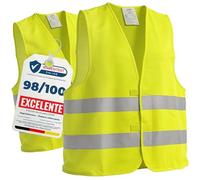 Upgrade4cars Chaleco Reflectante Coche homologado DGT Pack de 4 Alta Visibilidad Amarillo flúor | EN ISO 20471 CE | Hombre Mujer Talla única Regulable hasta XXL para Familia y Varios vehículos