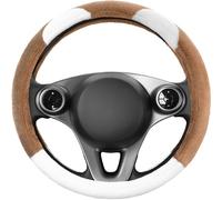 Upgrade4cars Funda Volante Coche Marrón Negro in Peluche 37-39 cm Diámetro Exterior Universal | Accesorios Coches Interior Decoracion | Ideas Regalos